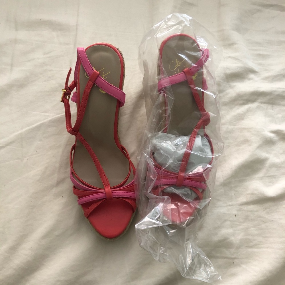 Colin Stuart Coral/Pink Wedge Heels